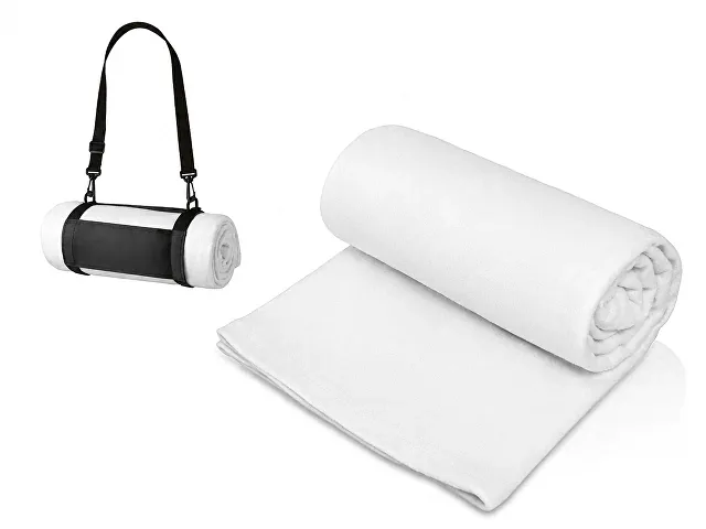 Плед флисовый с ремешком на плечо — цвет Белый